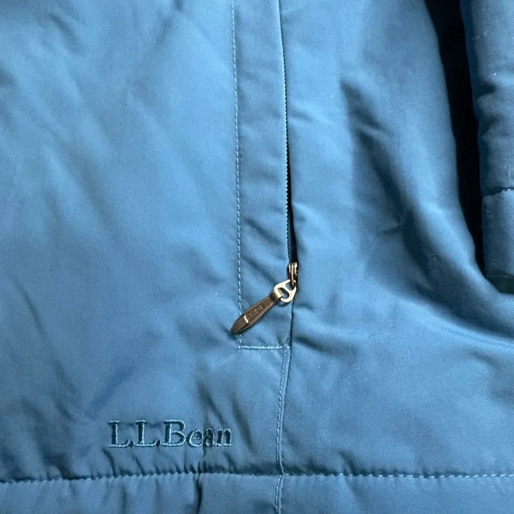 LL Bean Jacket Women XL Blue Teal Winter Fleece Lined Full Zip Mock Neck